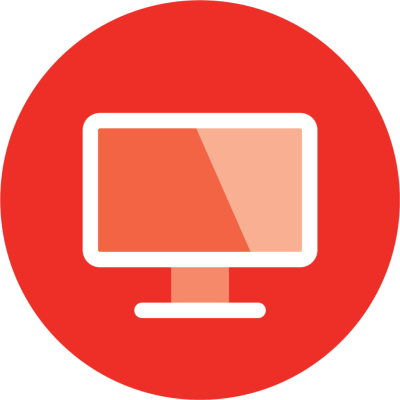 red icon of a computer monitor