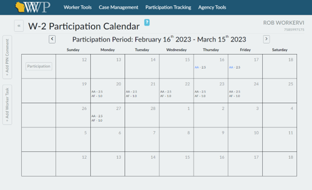 participation calendar