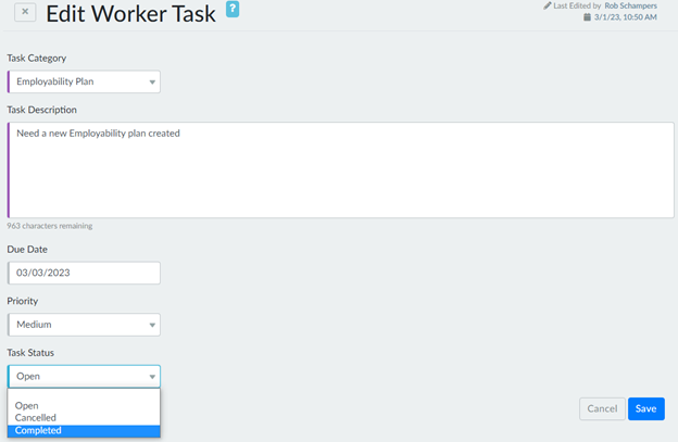 edit worker task window