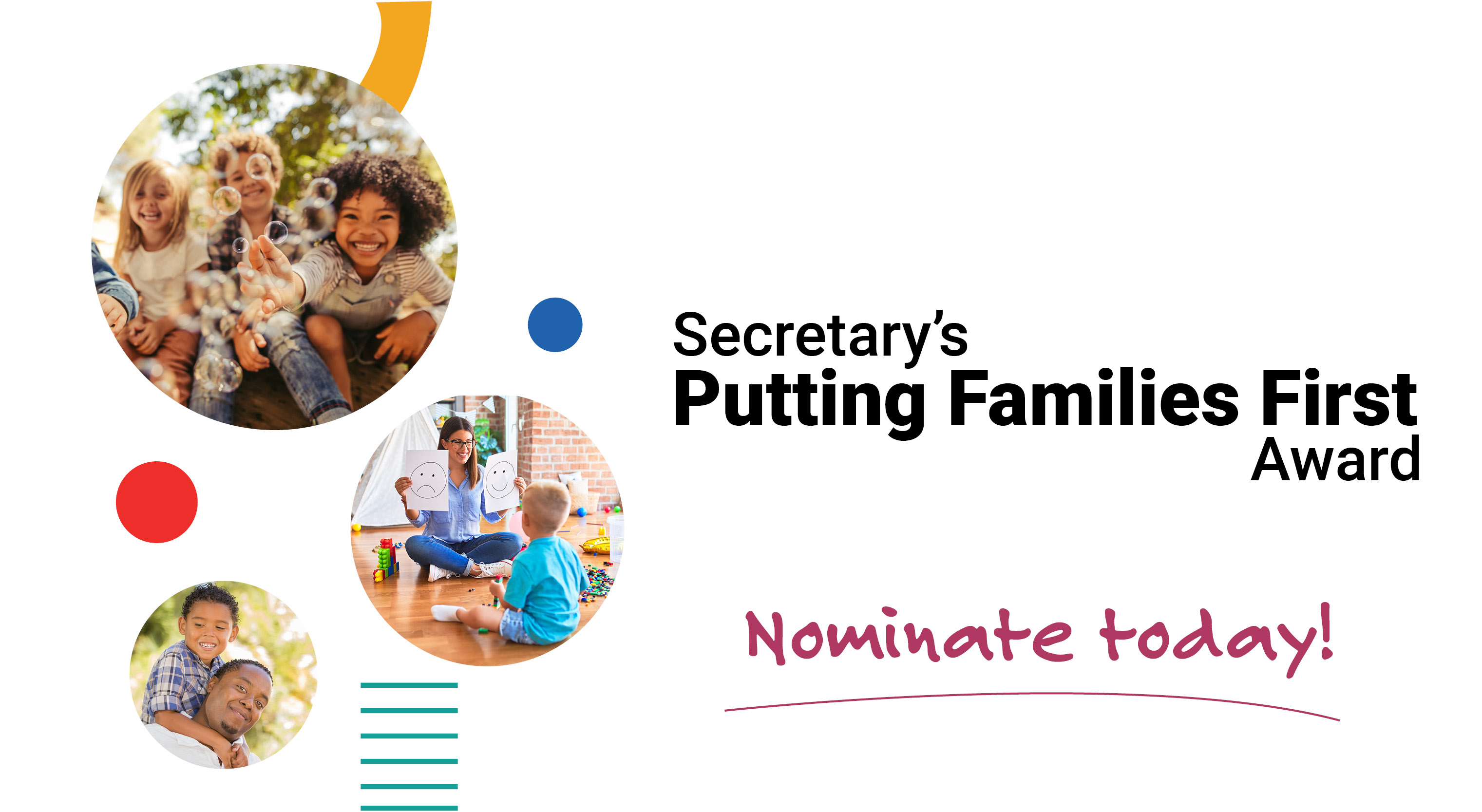 Secretary's Putting Families First Awards graphic