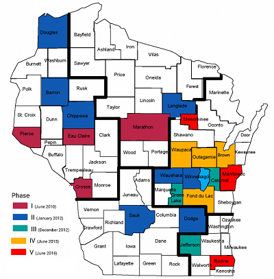 Wisconsin CPS Alternative Response County Implementation Map