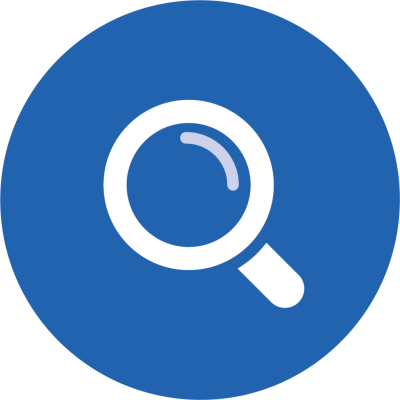 blue icon of a magnifying glass