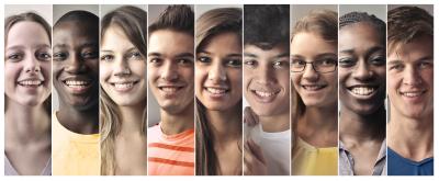9 photos of various teenagers smiling