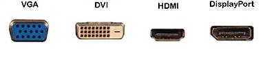 Ports displayed: VGA, DVI, HDMI, and DisplayPort