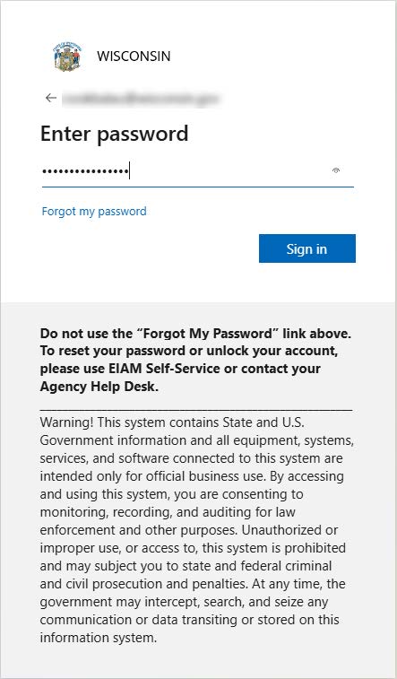 State password login page