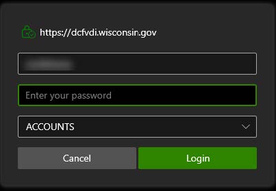 Accounts login page