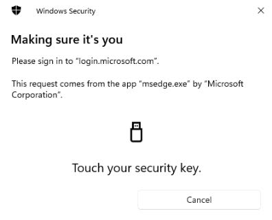 Touch your security key page