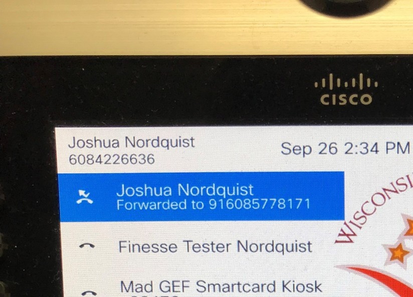 Example of forwarded number from above