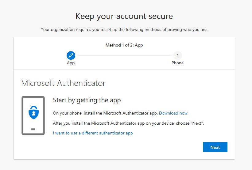 Microsoft Authenticator: Start by getting the app