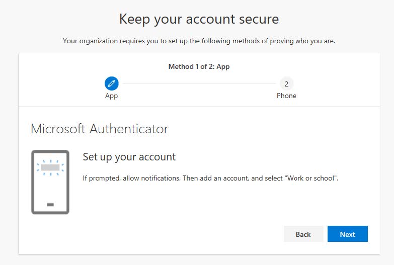 Set up your account page
