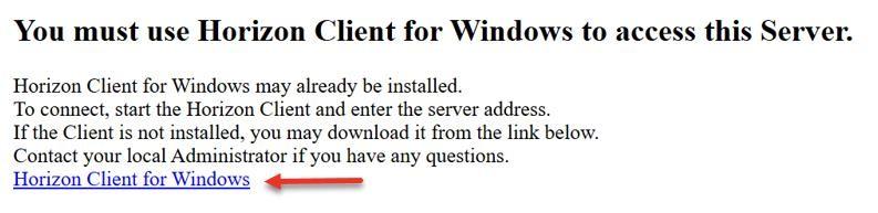 VDI Access Page Display