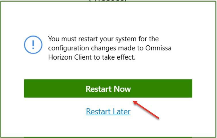 Screen asking if you want to restart your computer