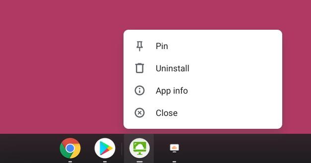 app info selection when right clicking
