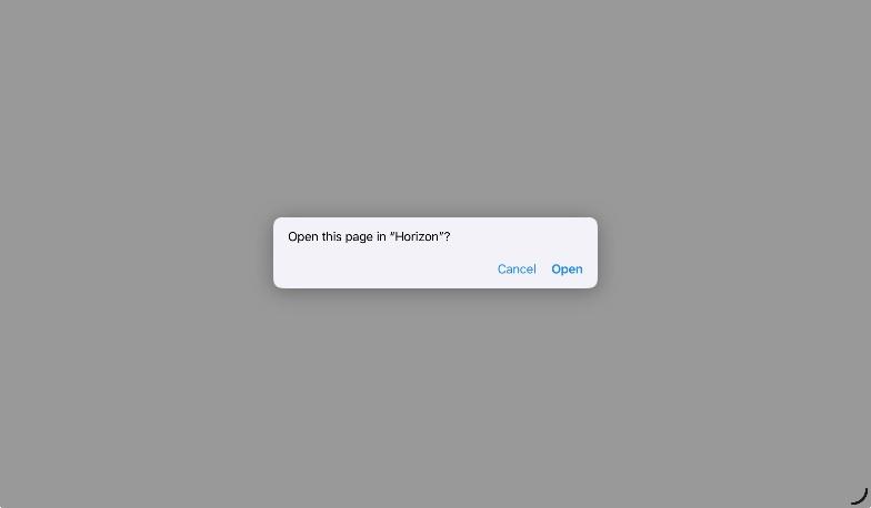 "open this page in Horizon?"