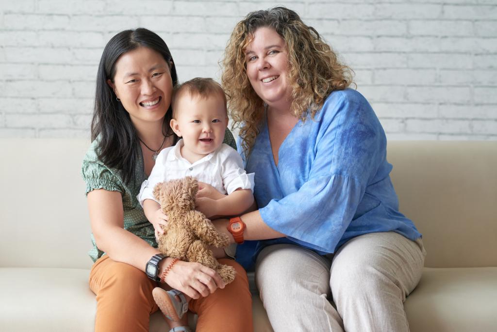 lesbian couple with young child