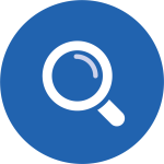 Blue icon with magnifying glass