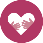 Red heart with two hands icon