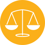 Balanced scaled representing legal justice