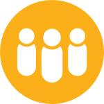 Yellow icon image of a group of people