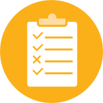 yellow circle icon of a clipboard checklist