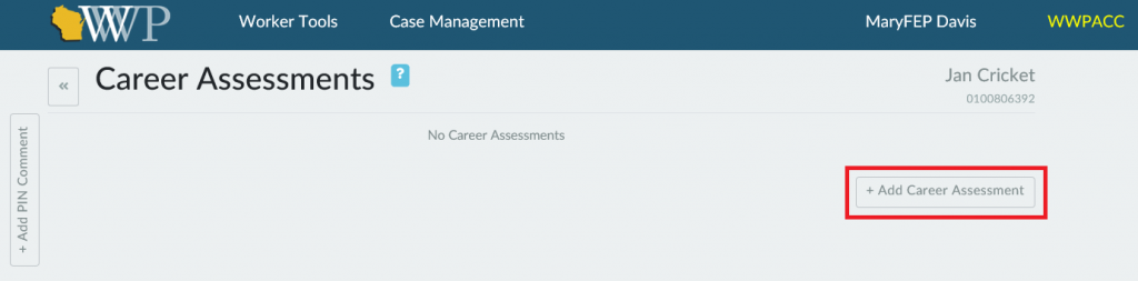 add career assessment button