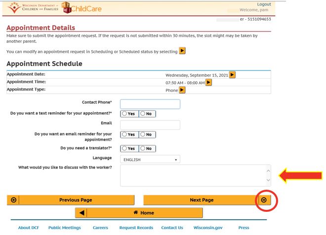 Parent Portal screenshot with Appointment Details screen