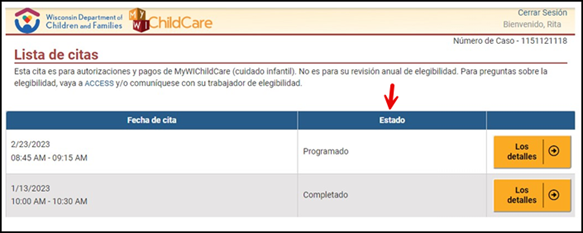 Appointment List Example Screenshot - Lista de citas