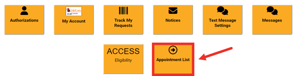 Appointment List Button Screenshot