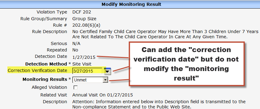 Modify Monitoring Result Screenshot