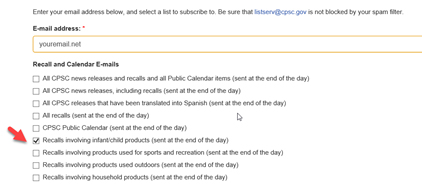 Screenshot - Consumer Safety Protection Commission Subscription